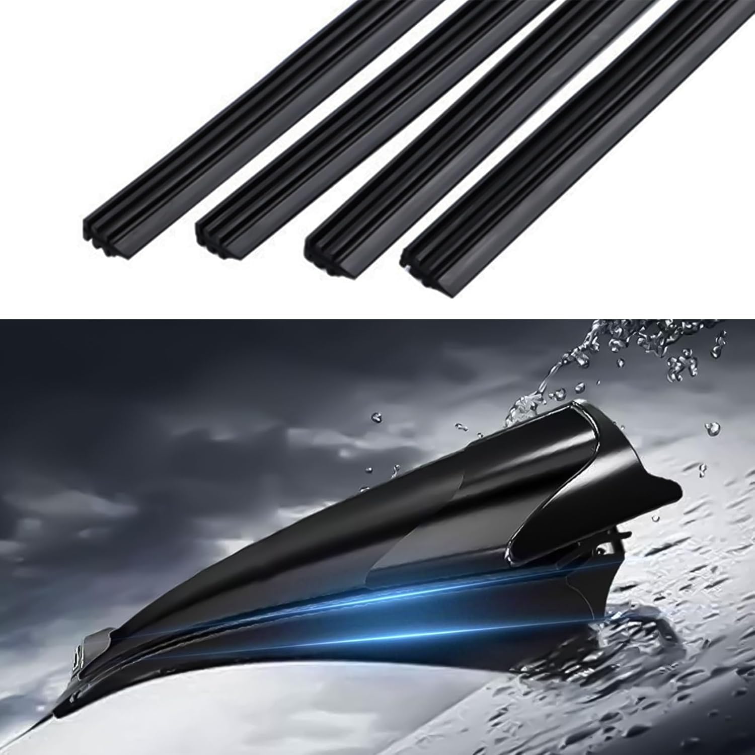 4PCS Wiper Blade Refill, Universal Car Accessories, 26" Adjustable Size of Replacement Windshield Wiper Refill Replacement for Front &amp; Rear Windshield Wiper Baldes Rubber Strip for Car, Truck (18Inch)