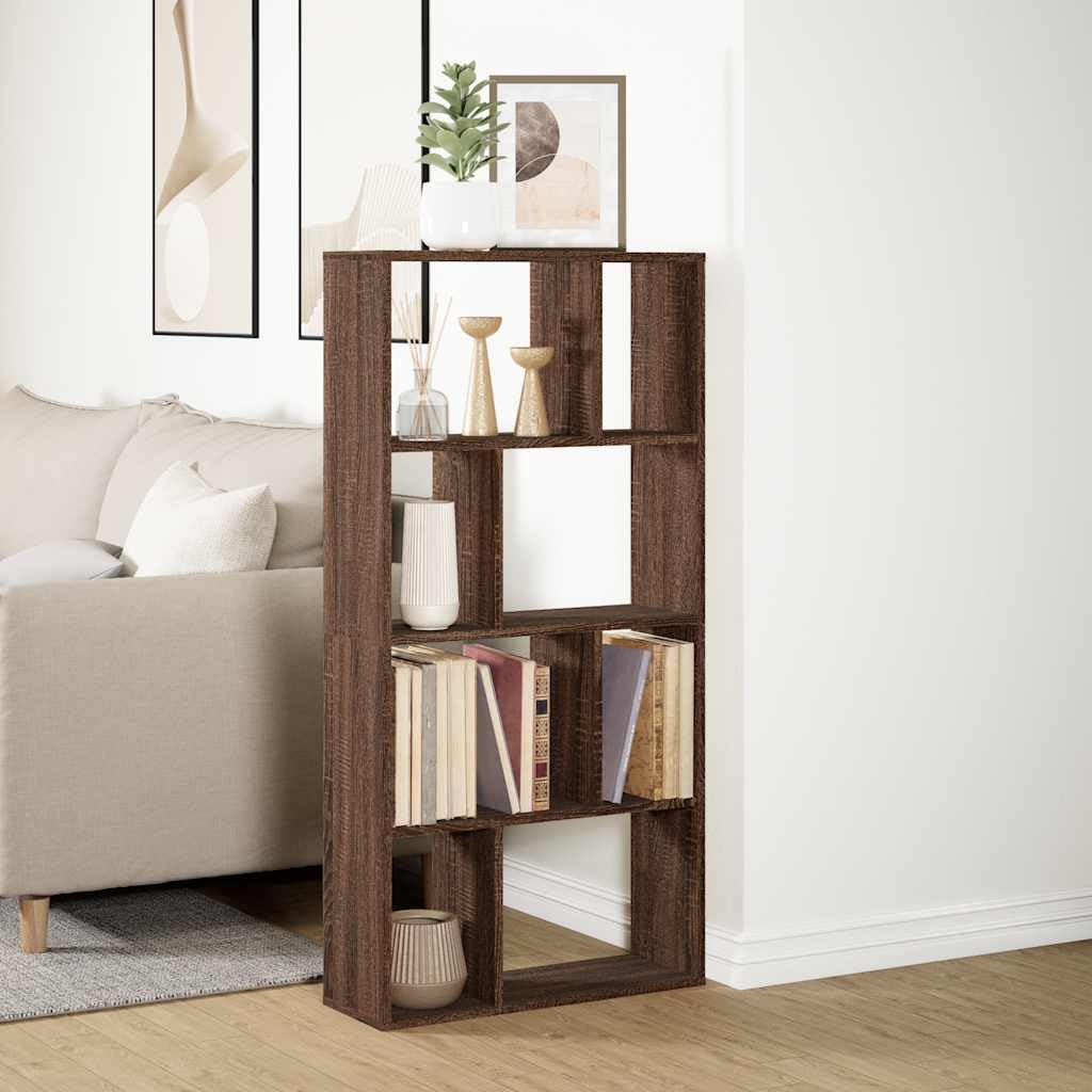 Libreria marrone effetto rovere, 60 x 20 x 120,5 cm, in legno con 8 scomparti, design versatile, divisorio per soggiorno, ufficio, cameretta dei bambini e corridoio, portata fino a 80 kg