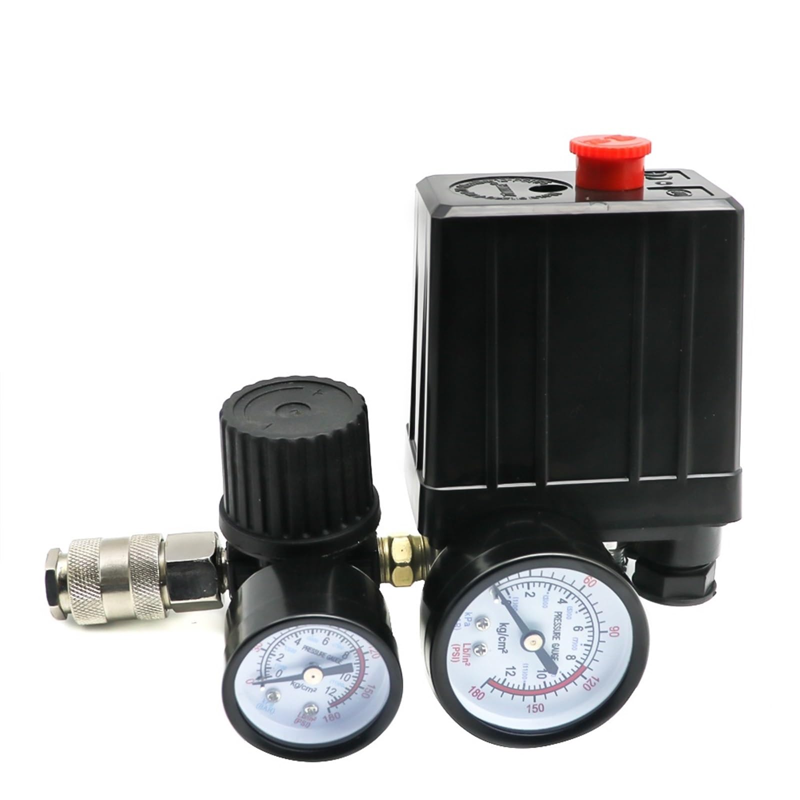 Interruptor de Control presión Bomba compresor Aire, regulador Alivio del colector 4 Puertos, 220V/380V, válvula 30-120PSI con manómetro(380v)