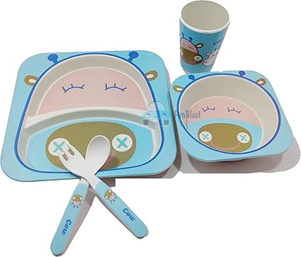 FunBlast Bamboo Fiber Dinner Set for Kids - Baby Feeding Bowl, Bamboo Fibre Kids Set, Bamboo Fiber Plates for Kids, Babies Feeding Set, Kids Feeding Set, Kids Feeding Set Bamboo