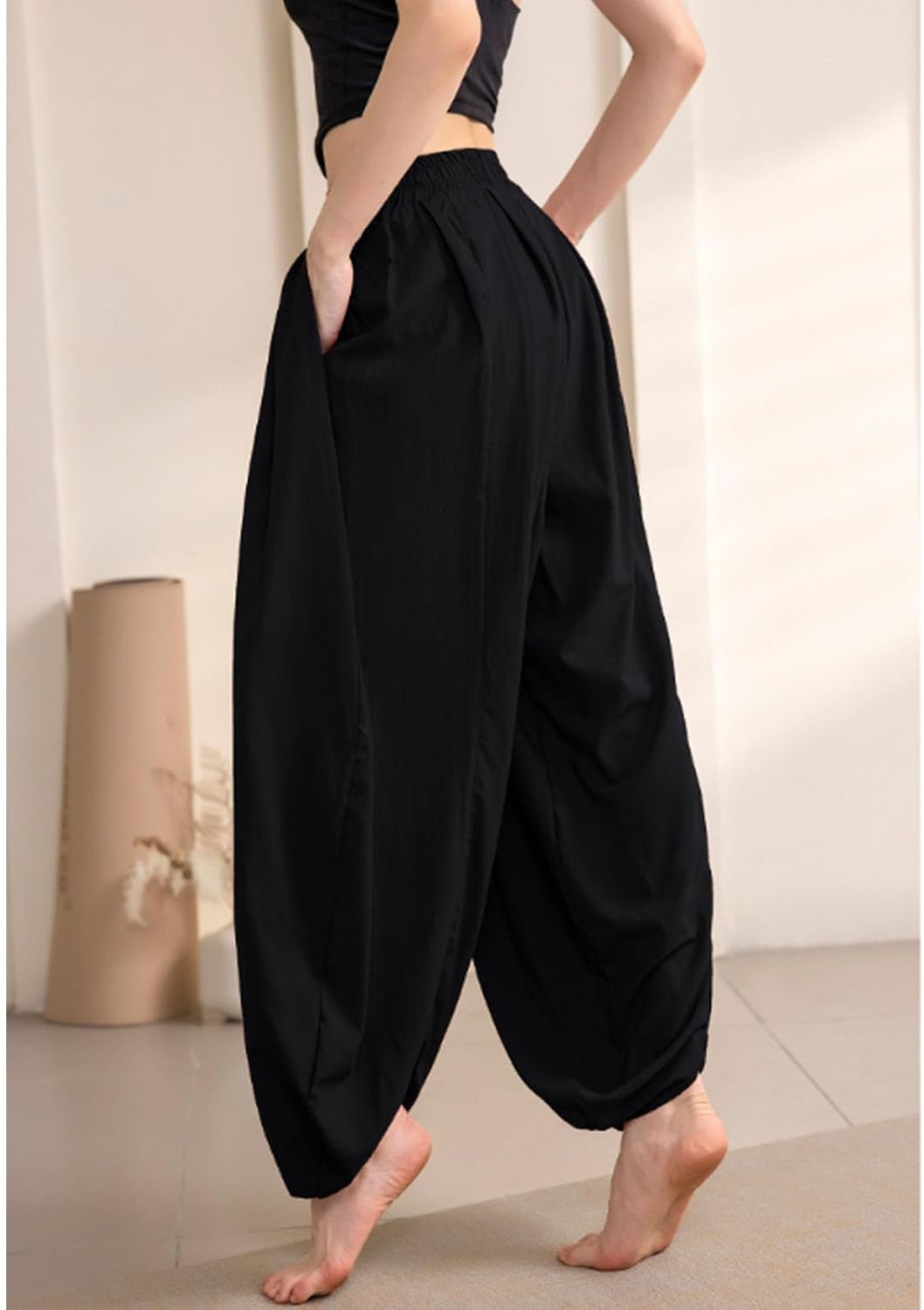 Womens Martial Arts Pants Kung Fu Trousers Tai Chi Pant for Karate Morning Excerises(Size:M,Color:B)