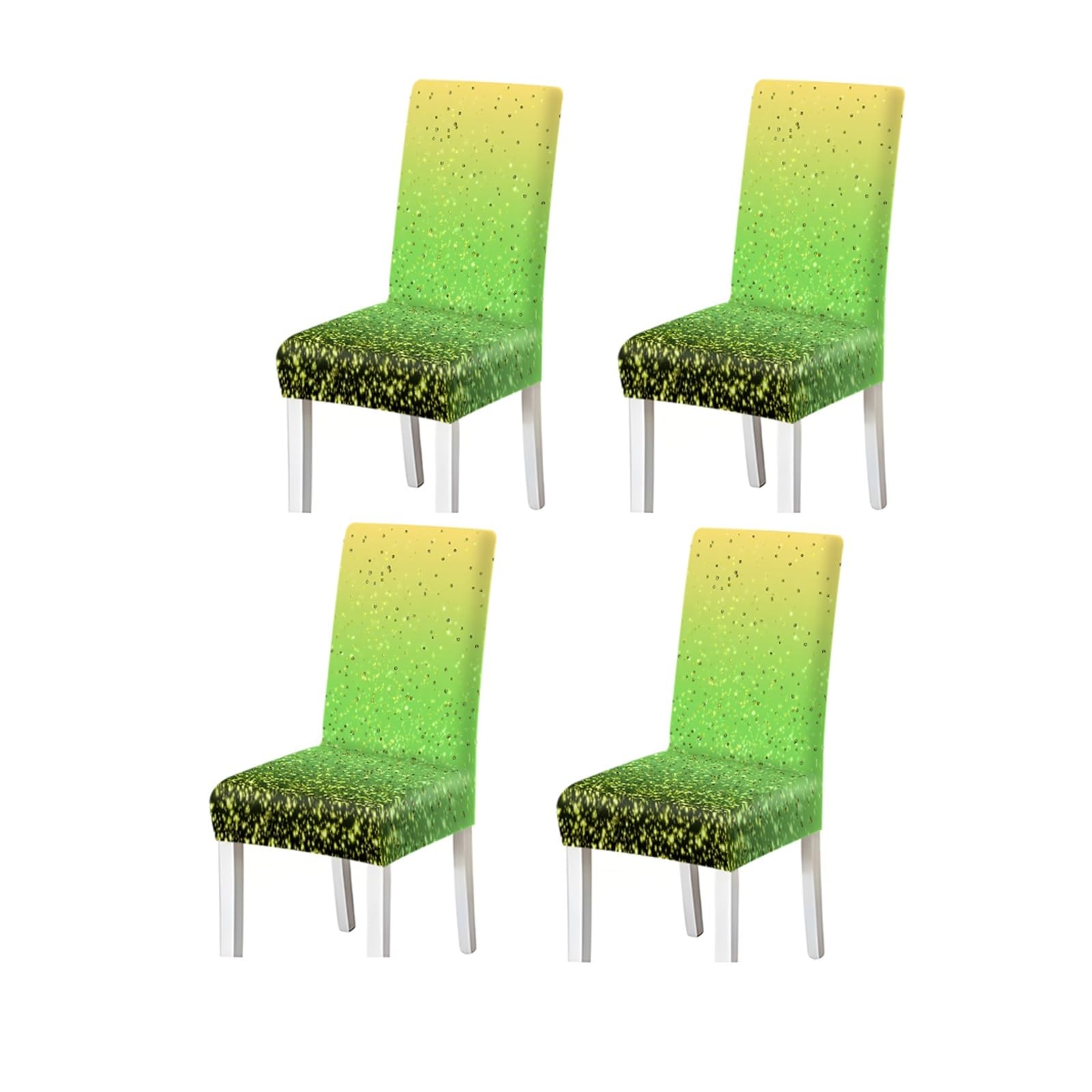 KXUAUV Glow Sparkle Dining Chair Covers Set Of 2/4/6, Stretch Washable High Back Chair Slipcovers, Green Gradient Firefly Light Design Seat Protectors for Restaurant Hotel Party(4PCSChair cover)
