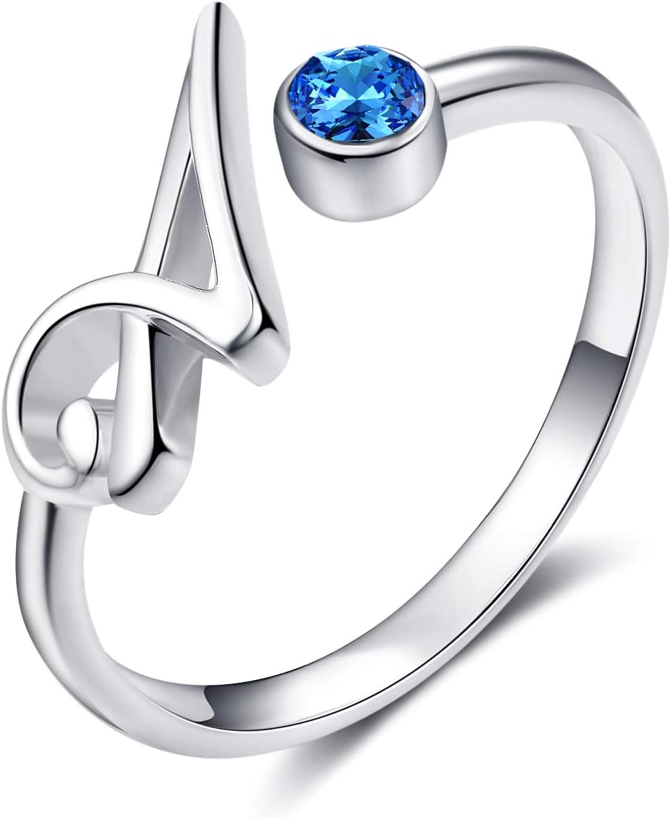 WINNICACA Letter A Initial Rings for Women Sterling Silver September Birthstone Created Sapphire Alphabet Rings Jewelry Gifts for Teens Birthday