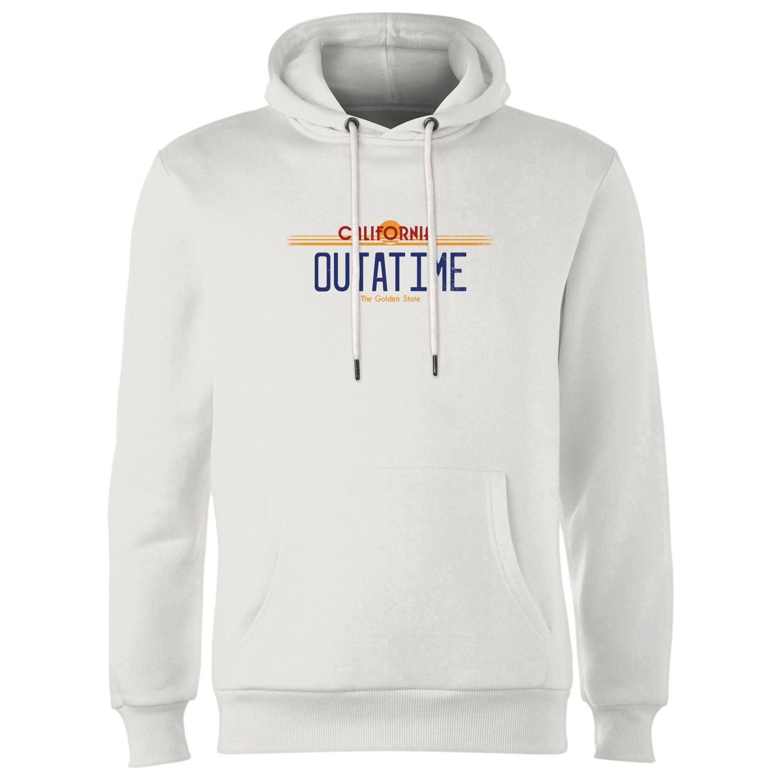 Zavvi Unisex White Official Back To The Future Adults Hoodie - Outatime Plate - L