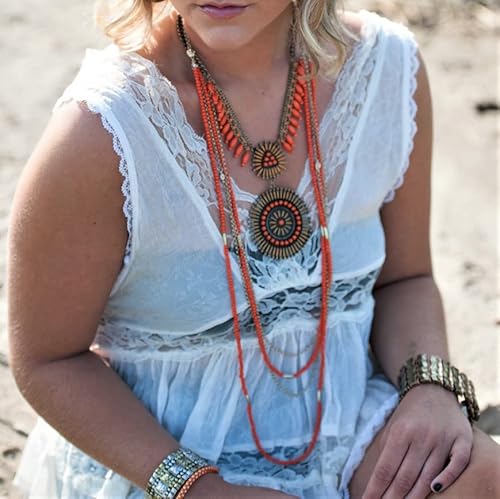 Women’s Jewelry Long Bead Coral Necklace And Earring Set #TOP7