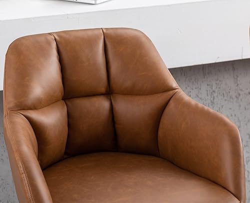 Miniatura 6 de CIMOTA Juego de 2 taburetes tapizados de cuero marrón, modernos taburetes de bar tapizados de 30 pulgadas de alto, cómodas sillas de isla con