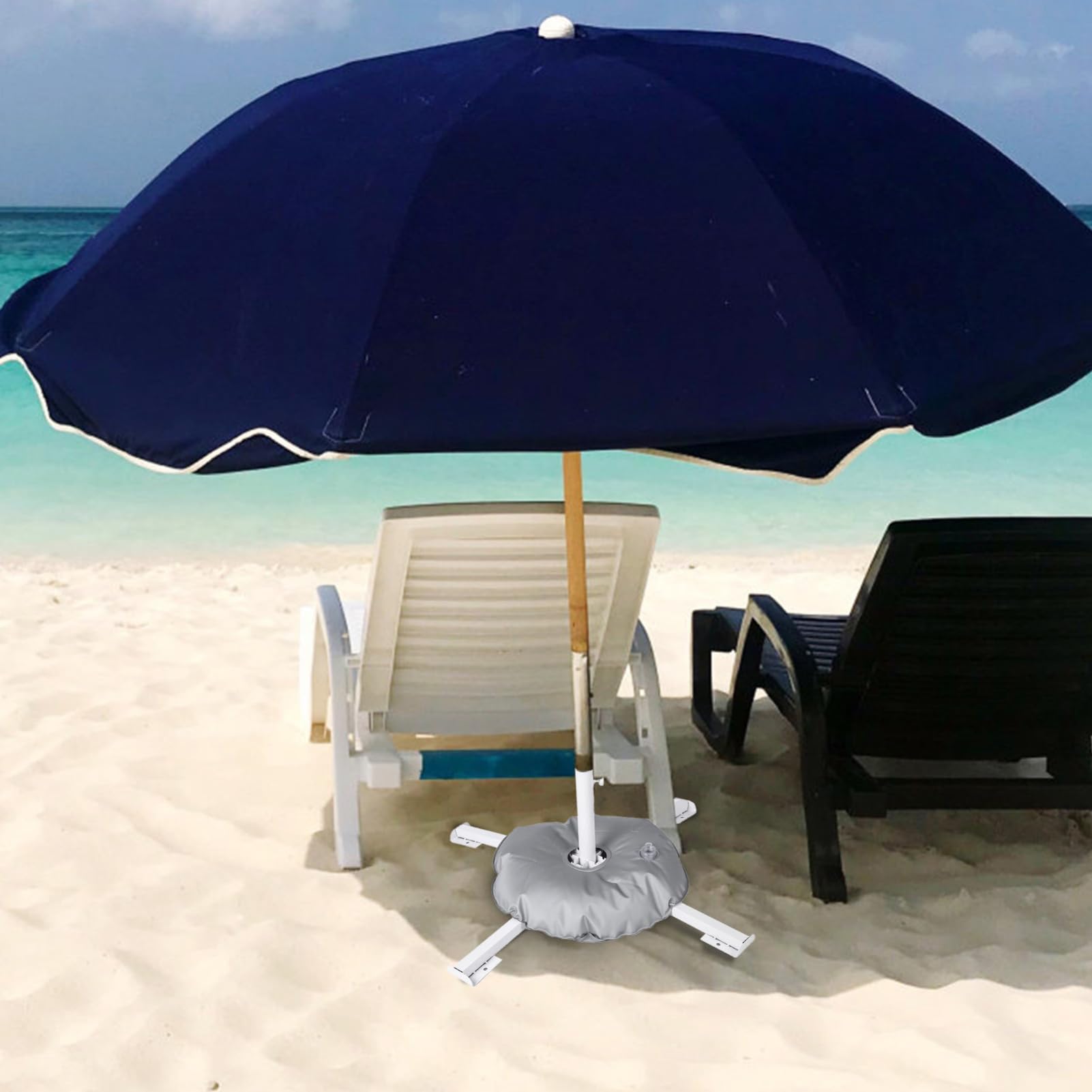 Stabilna przenośna podstawa parasola – stojak do napełniania wodą o wadze 10 kg, na plażę, do ogrodu, na basen i patio, lekki składany uchwyt na parasol do użytku na zewnątrz