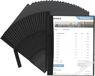 24 Pack Clear Report Covers with Clip 9 x 11.4 Inch Presentation Folders Transparent Front Cover Portfolio Folder Resume Folder Interview Report Folders for Letter Size (Black)