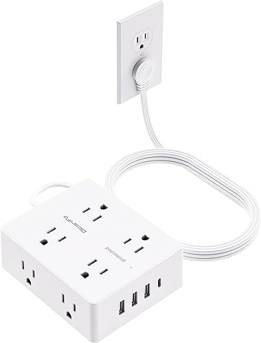Miniatura 7 de Regleta protectora de sobretensiones, cable de extensión de 25 pies de largo con 8 tomas, 4 puertos USB (1 USB C), extensor de toma de corriente de
