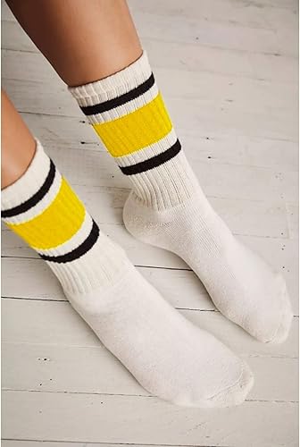 Miniatura 8 de 4 pares de calcetines a rayas para mujer, calcetines deportivos retro de algodón, elásticos, calcetines novedosos, unisex, multicolor