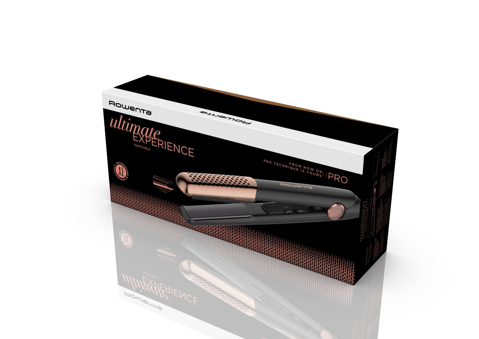 Rowenta Ultimate Experience Inimitable SF8230 - Plancha y rizador de pelo 2 en 1 con placas flotantes 3d, revestimiento piedra mineral, 5 temperaturas ajustables, para todo tipo de cabello