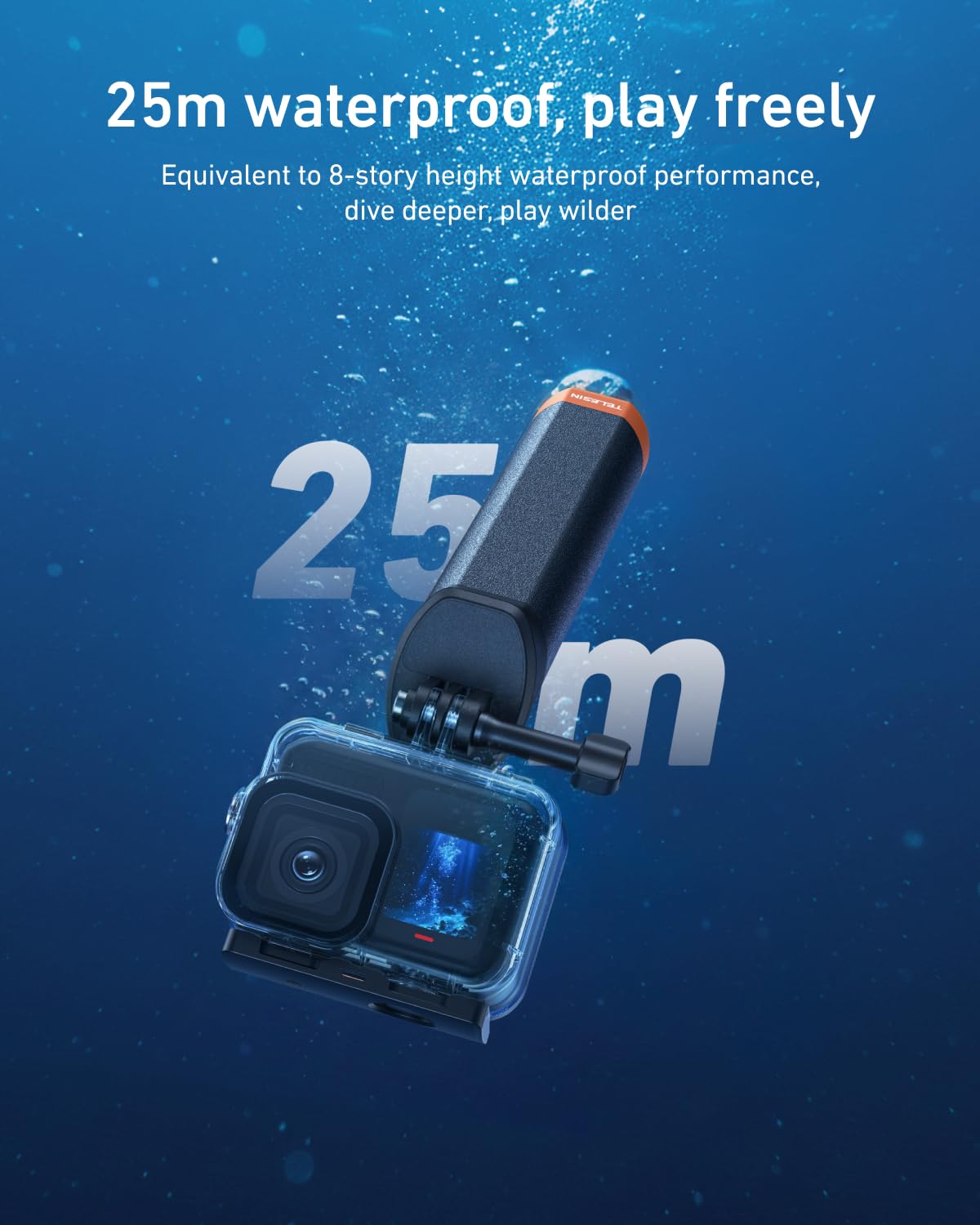 TELESIN Custodia Impermeabile Con Bastone Galleggiante Per DJI Osmo Nano, Custodia Subacquea Da 60 M, Accessori Per Immersioni Profonde E Snorkeling Con Fogli Anti-Appannamento