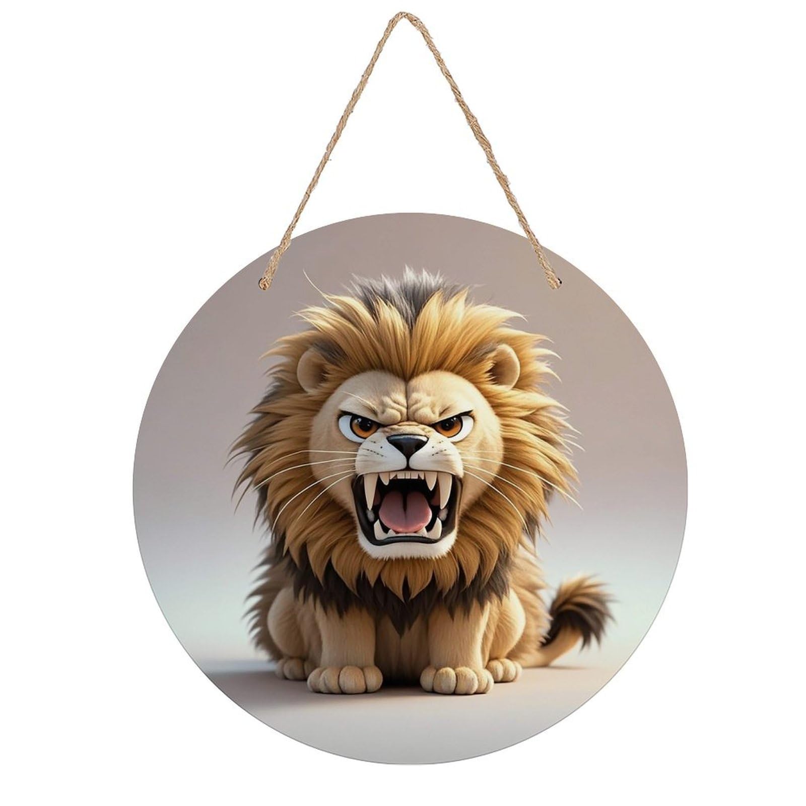 FekiLoot Lion Welcome Sign Wall Decor Welcome Round Wood Hanging Signs Decoration Farmhouse Wall Sign Wall Plaque Funny Decor Door Hanger for Front Door Porch Office