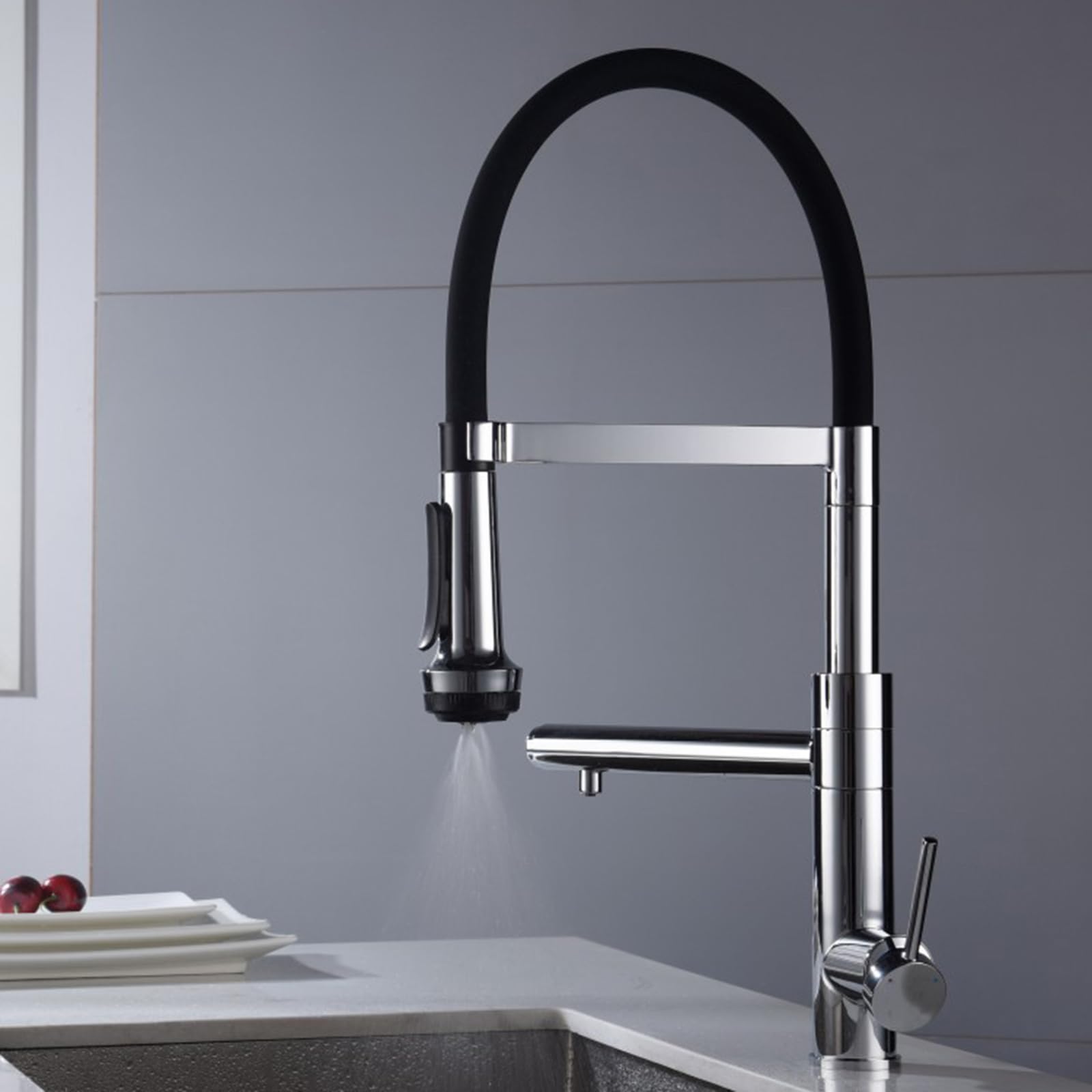 Mitigeur de cuisine 3 voies avec filtre extractible et bec silicone flexible pour eau potable