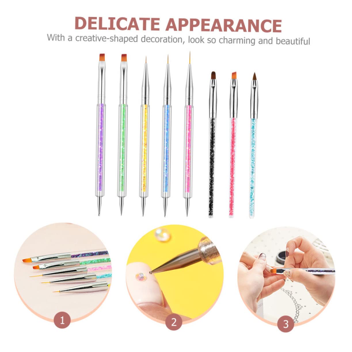 Mikinona Double-Ended Nail Art Pens 1 Set of Portable Dotting Tools for Nail Design Suitable for Home Use