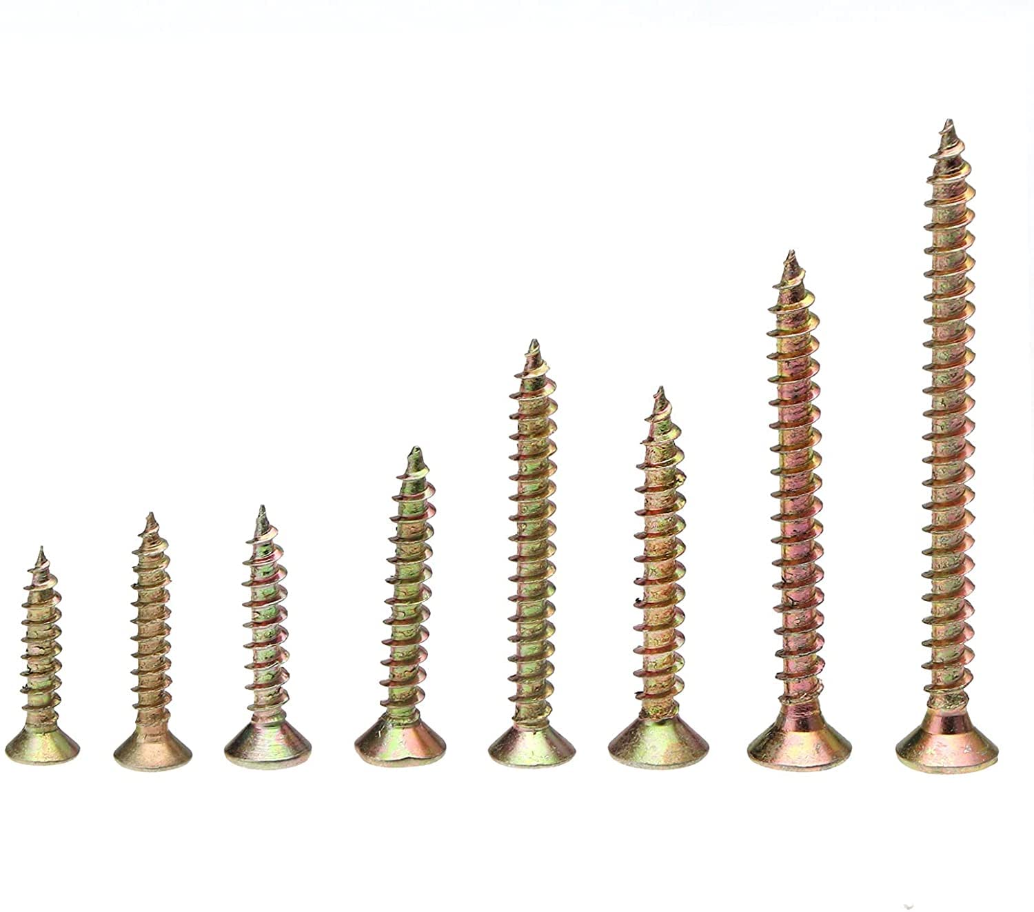 BAtlam 332 Uds. En Caja, Clavos de Fibra de Zinc chapados en Color, Tornillos de carpintería autorroscantes Cruzados avellanados, combinación de M3-M4