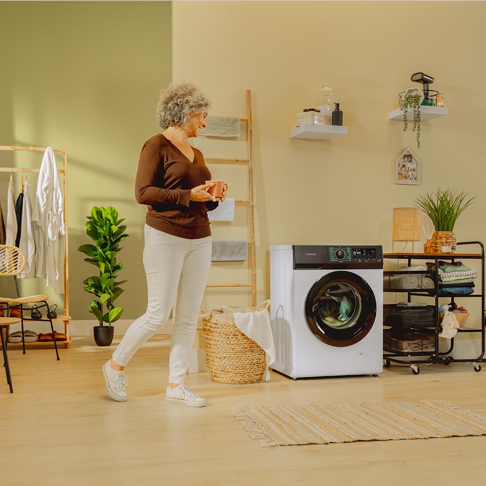 Cecotec Lavadora 9Kg de Carga Frontal Bolero DressCode 9300 Inverter A. 1950W, Revoluciones Programables hasta 1400 rpm, 15 Programas, Bajo Consumo, Motor Inverter Plus, Vapor SteamMax