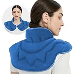 MEISENHOME Microwavable Heating Pad for Neck and Shoulders, Weighted Microwave Moist Heated Wrap for Pain Relief Muscle Stress Tension, Heat Neck Wrap with Aromatherapy, Hot & Cold Compress, Blue