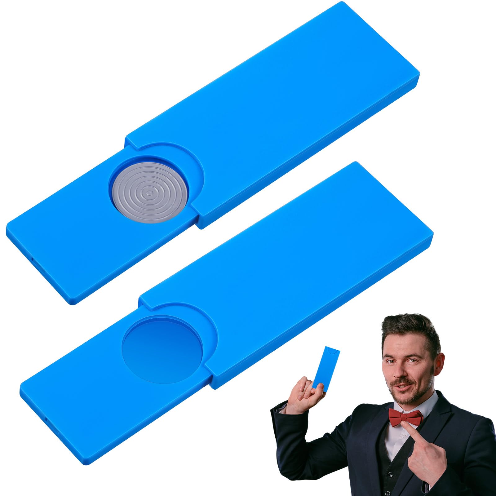 8 unids Magic Trick Coin Slider Cases Magic Coin Desapareciendo Caja mágica Recuerdos de Fiesta Juguetes Escenario Mago Accesorios Truco de Magia Accesorios Truco de Magia