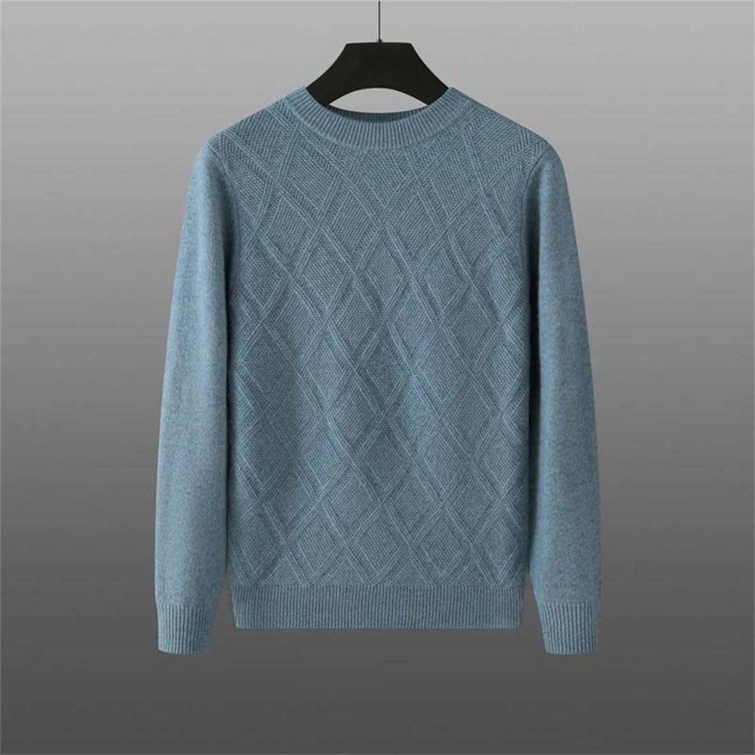 Męski sweter w 100% z koziego kaszmiru z okrągłym dekoltem sweter biznesowy sweter zimowy gruby luźny dół koszula.