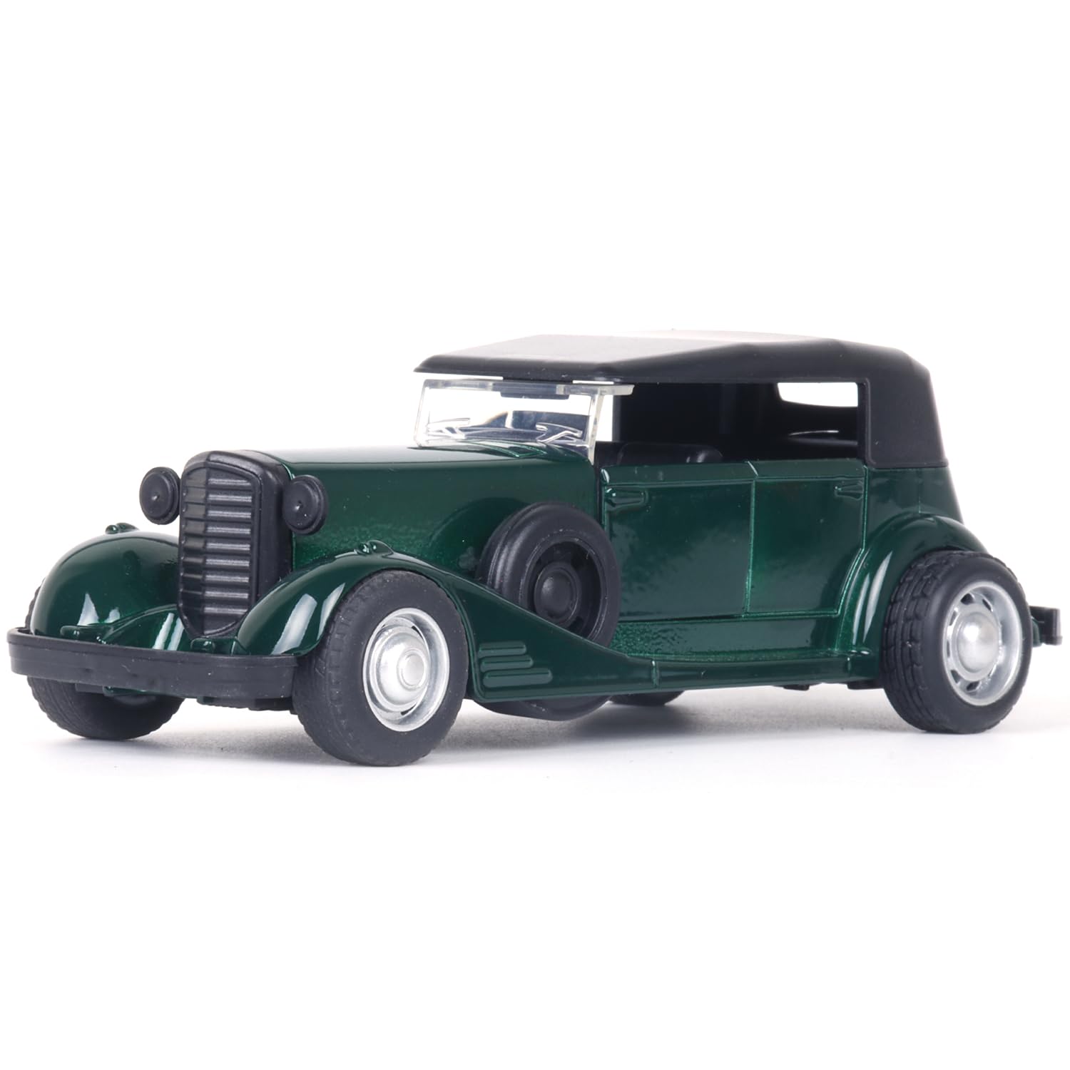 Metal die cast 1:37 Vintage car with top - Green-image-4