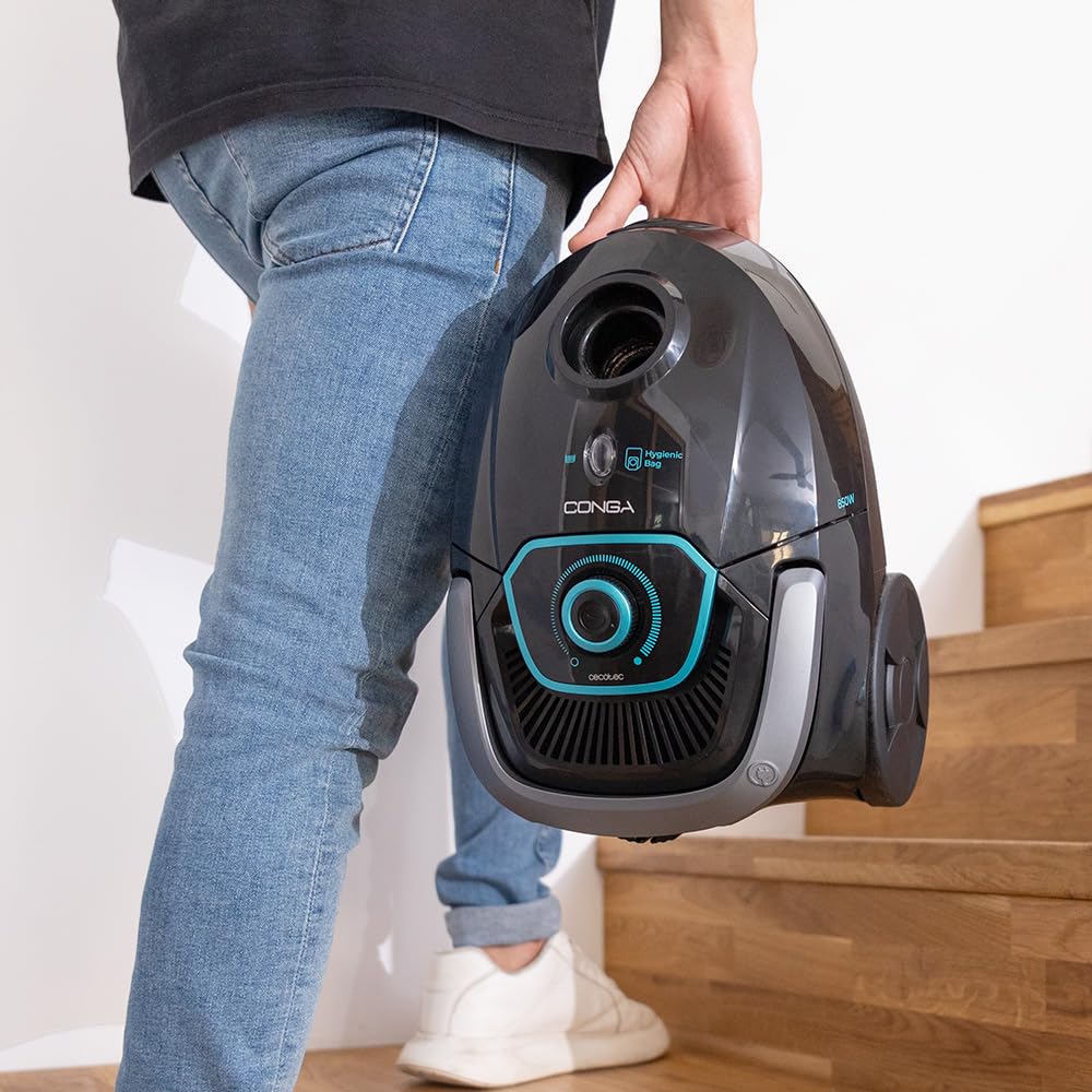 Cecotec Aspirateur Traîneau avec Sac de 2,5 L Conga Powerbag 2500 Plus. 850 W, Filtration Haute Efficacité, Tube Télescopique en Métal, Comprend des Accessoires Adaptés aux Meubles et aux Coins.