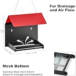 FANHAO Metal Bird Feeder pour l'extérieur, la suspension & Feeder mural d'oiseaux sauvages avec perche et le mesh de drainage, plate-forme de suspension imperméable Bird House pour attirer les oiseaux, facile à nettoyer & Recharge