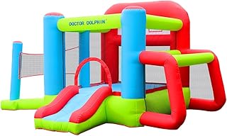 Doctor Dolphin Bounce House, Inflatable Bouncy House for Kids 5-12 Outdoor Bounce Castle with Slide Kids Bouncer with Air Blower Jumping House for Bright Color Design