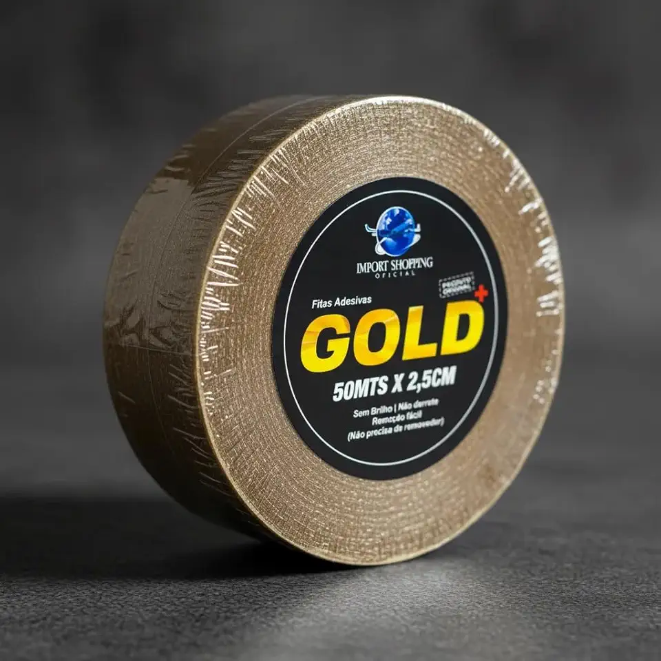 Fita Protese Capilar 50m Larga 2,54cm Dupla Face Amarela Não Derrete