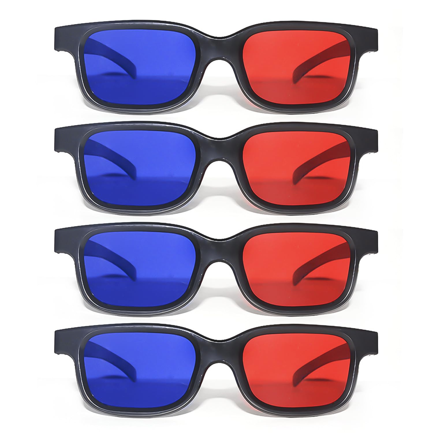 3D-bril, rood-blauwe bril, 3D-bril voor het bekijken van films, games en 3D-afbeeldingen in rood-blauw formaat. Compatibel met tv's en projectoren. 4 stuks