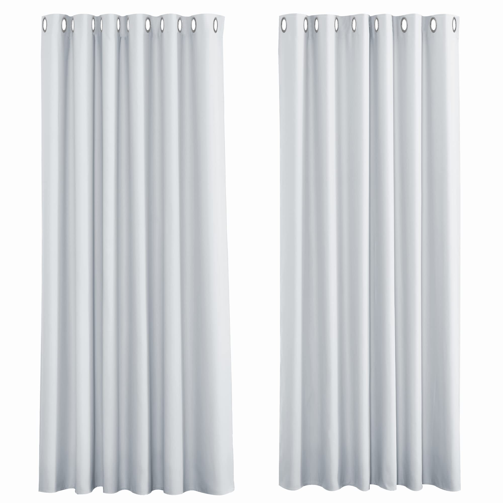 PONY DANCE Greyish White Thermal Curtains 2 Pieces Panels with Eyelets Extra Wide Energy Saving Balance Temperature Curtains & Drapes for Living Room Bedroom/ Hotel/ Cafeteria/ Lounge