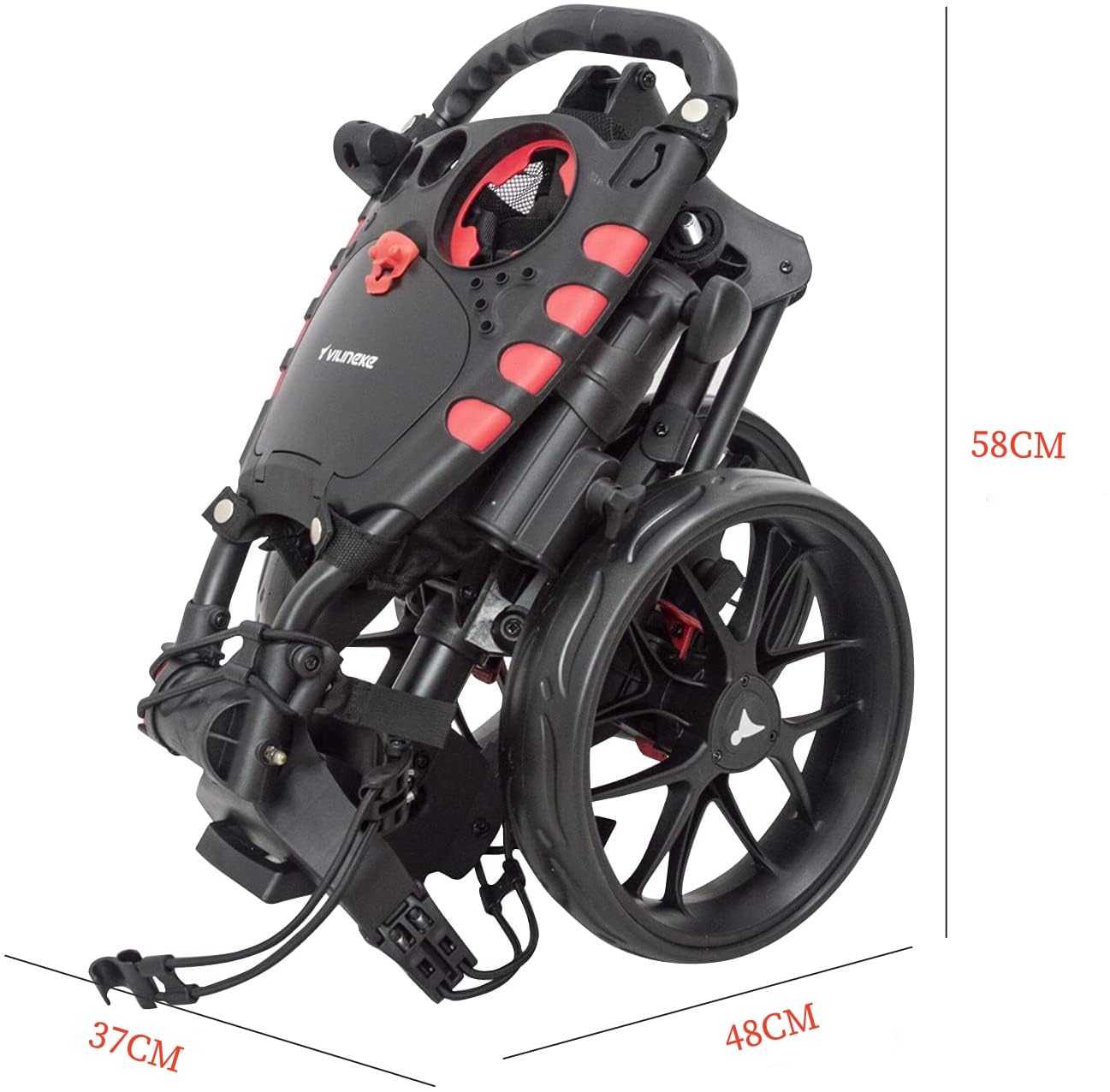 Newfly Chariot de golf à 3 roues ultra léger, pliable, avec frein à pied, facile à ouvrir et à fermer, avec porte-parapluie et sac de rangement