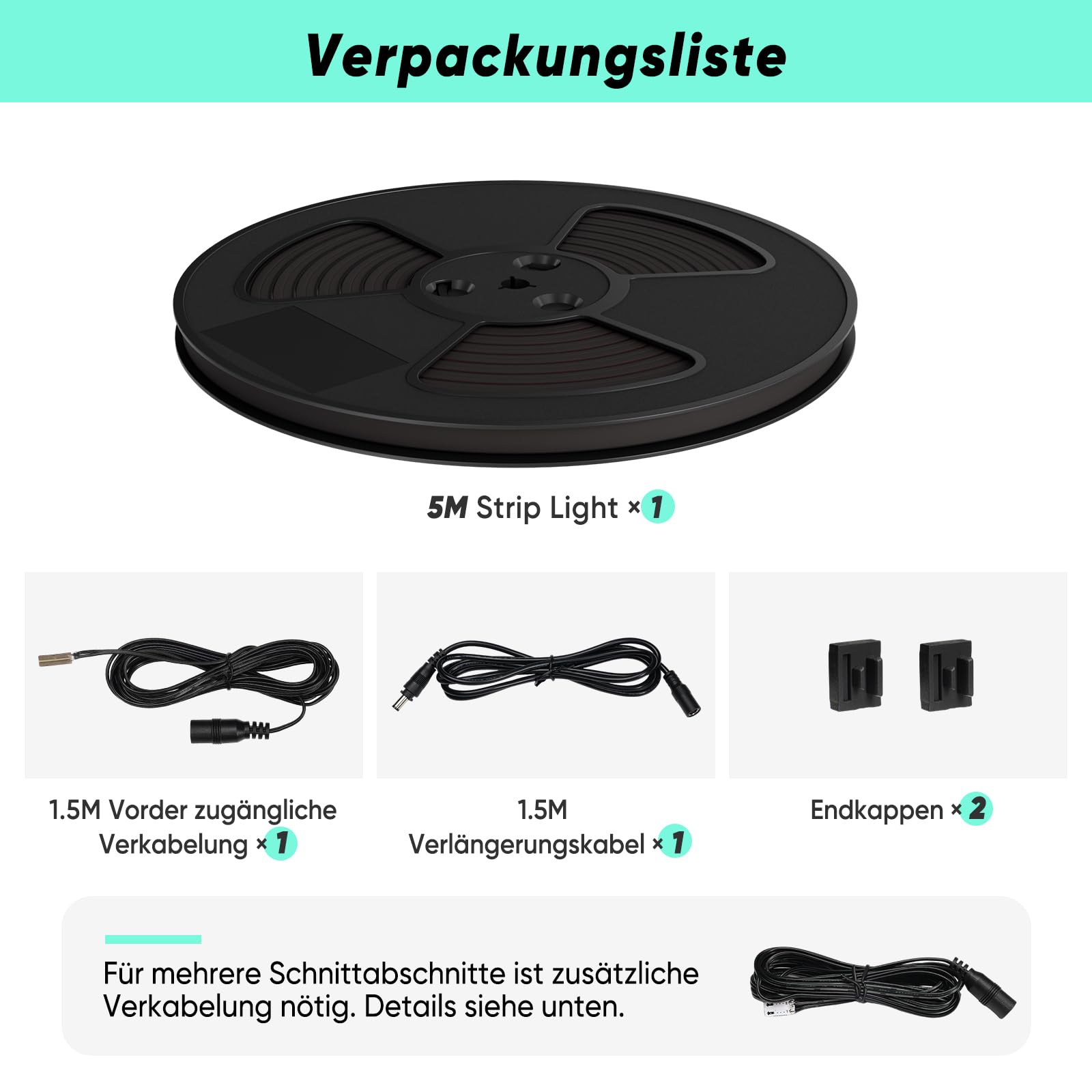GZBtech Pannello acustico, striscia LED con telecomando, 5 m