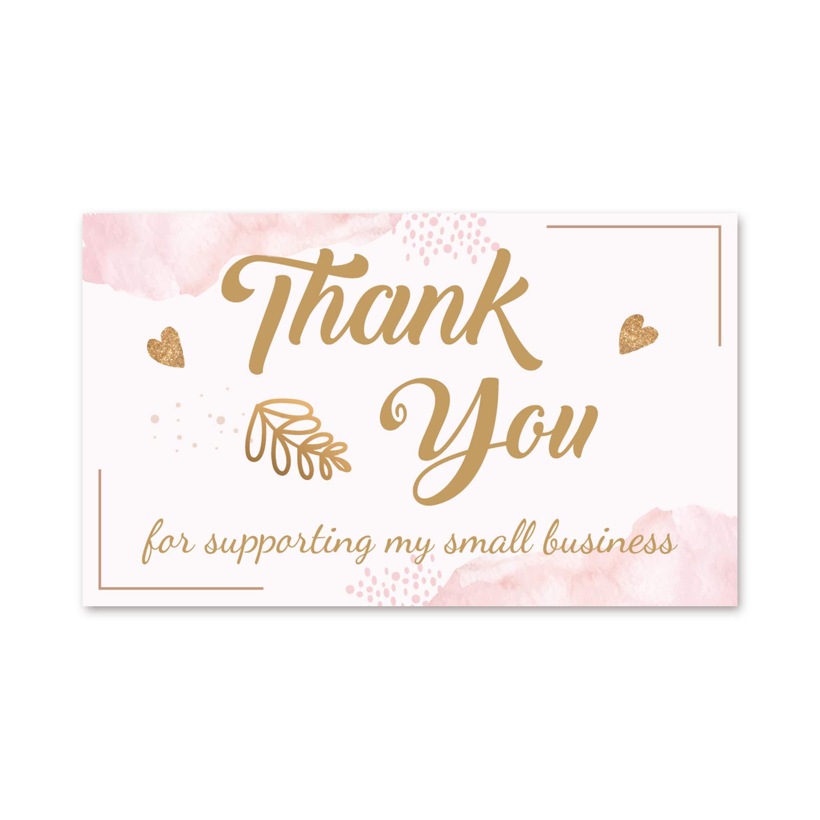 Farinido 120 Thank You For Supporting My Small Business Cards (3.5 x 2 Inches), Blush Pink Gold Theme Custom Thank You Notes for Customer Package Inserts, Retail Store, Handmade Goods
