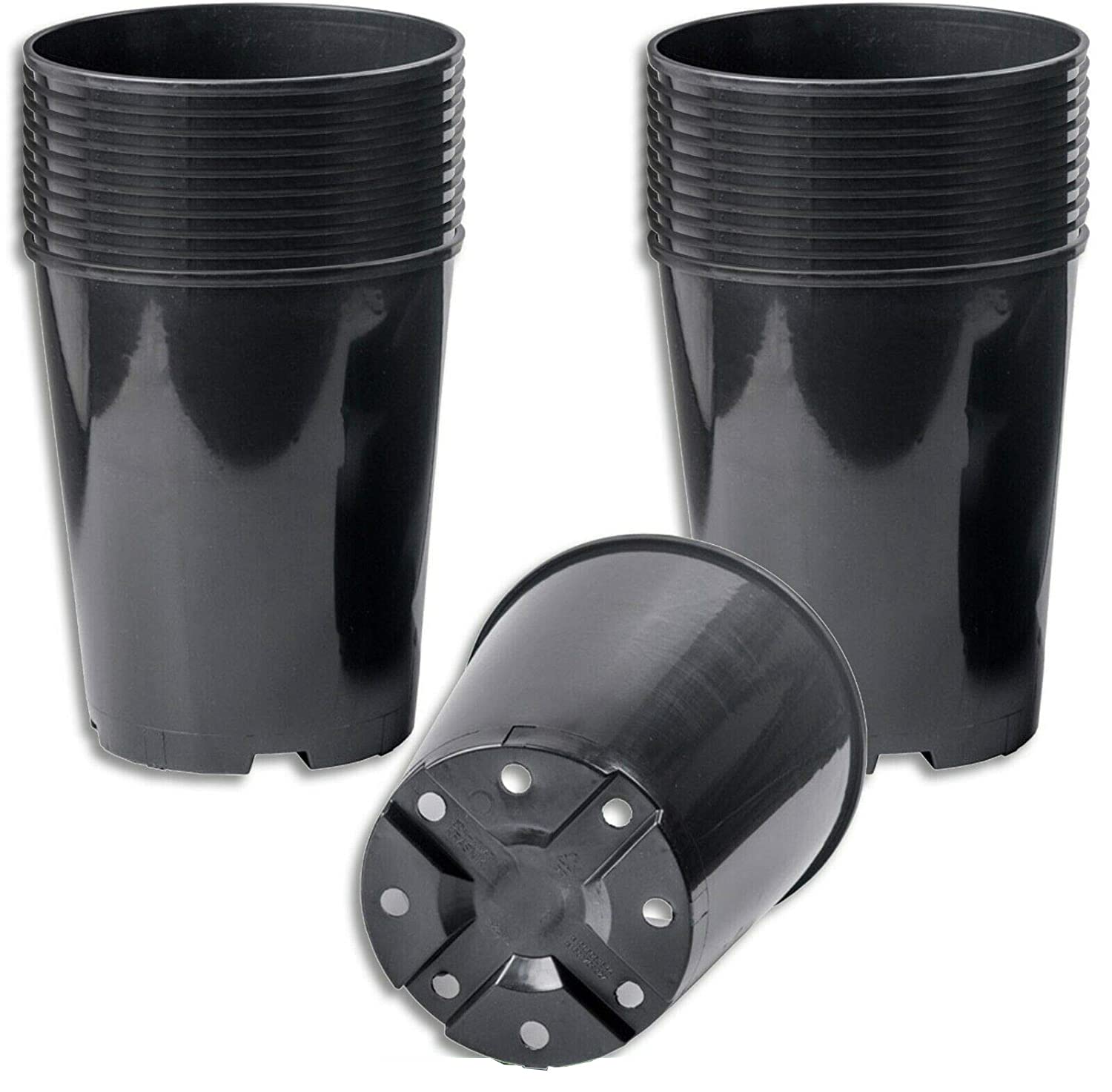 Muddy Hands Pack of 20-2 Litre Deep Rose Black Plastic Plant Pots Outdoor Garden Round Nursery Flower Herb Flower Planters