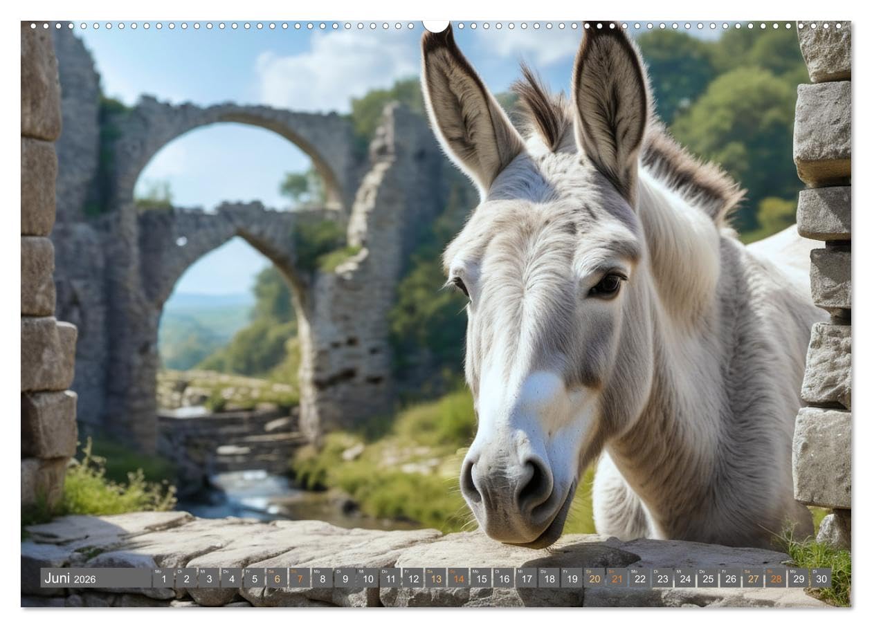 Eselträume (hochwertiger Premium Wandkalender 2026 DIN A2 quer), Kunstdruck in Hochglanz: Wunderschöne Eselmotive (CALVENDO Tiere)