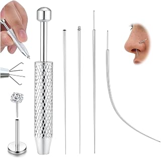 LOLIAS 14G/16G/18G/20G Piercing Taper Insertion Tool ASTM F136 Titanium Piercing Threader Tool for Threaded Push In Threadless Labret Tragus Helix Conch Piercing Jewelry Cartilage Earring Lip Nose Studs Piercing Changing Stretching Kit Assistant Tool