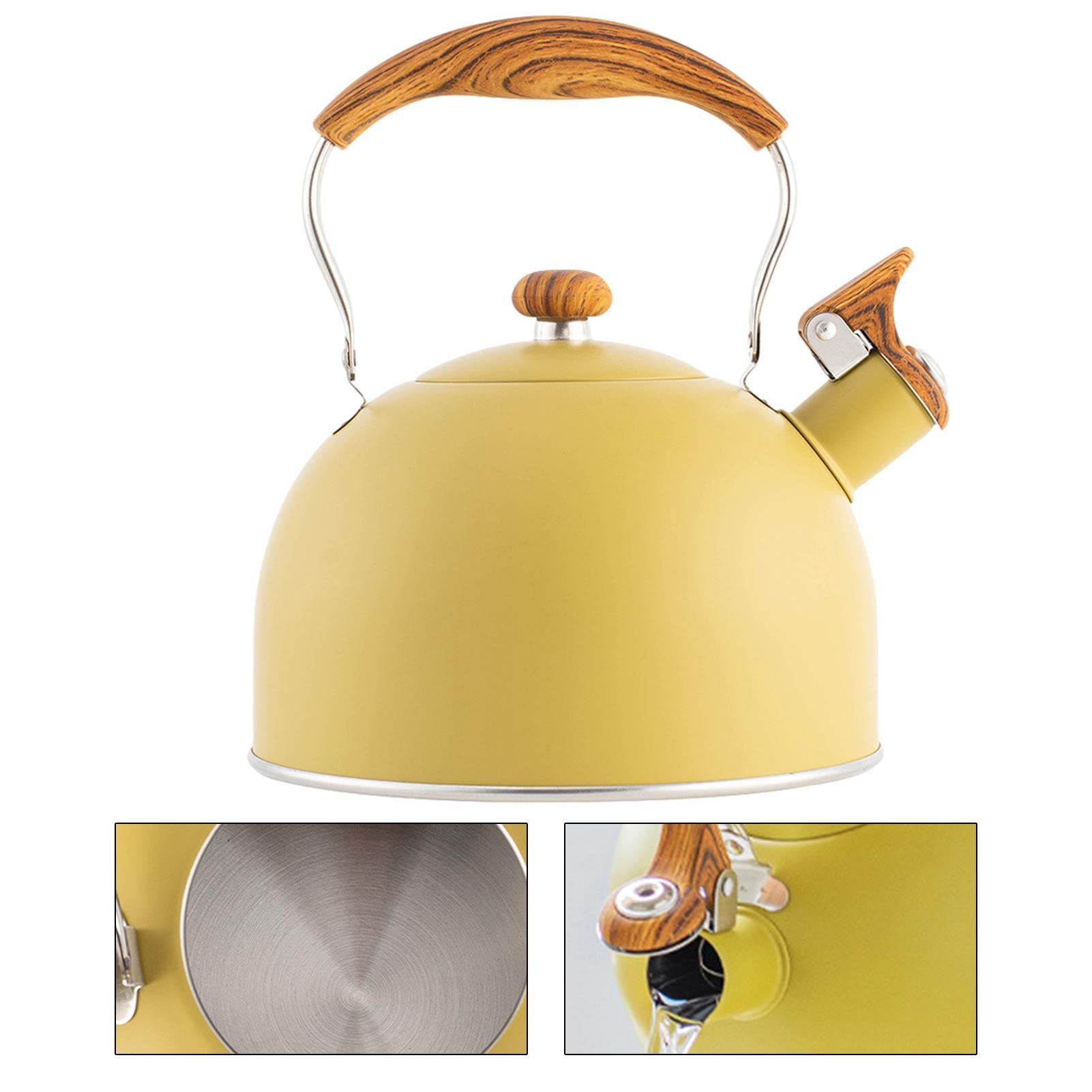 Czajnik do herbaty z gwiżdżącą płytą kuchenną, Czajnik retro ze stali nierdzewnej 2,5 l - Czajnik do kuchenki z żaroodpornym uchwytem do indukcyjnego elektrycznego halogenu