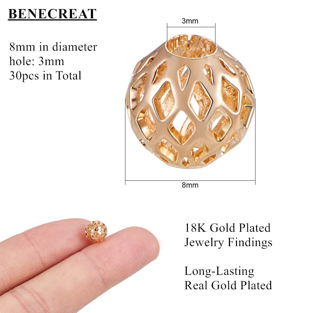 BENECREAT 30 Perles Spacer Or 18K – Colonnes 6x4mm, Idéales Pour Bracelets, Colliers Et Bijoux DIY