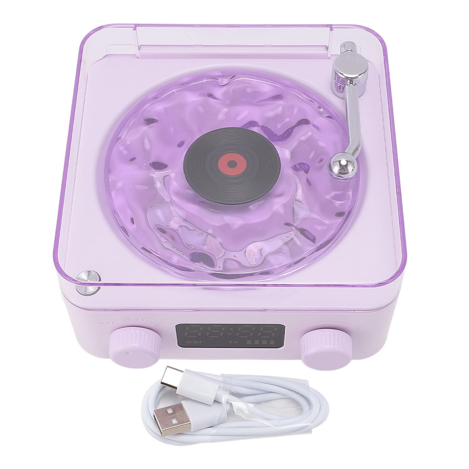 Waves Tourne-Disque Vintage, Le Lecteur Waves avec Veilleuse et Affichage de L'heure, Haut-Parleur Bluetooth Vintage, Lecteur CD Stéréo Portable pour Chambre à Coucher, Bureau,