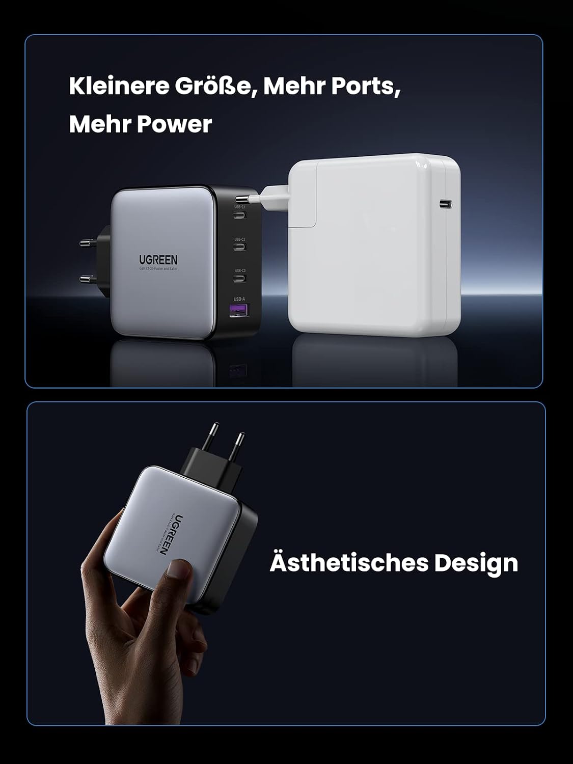 Ugreen USB-A+3*USB-C 100W GaN Tech Fast Charger EU Black CD226