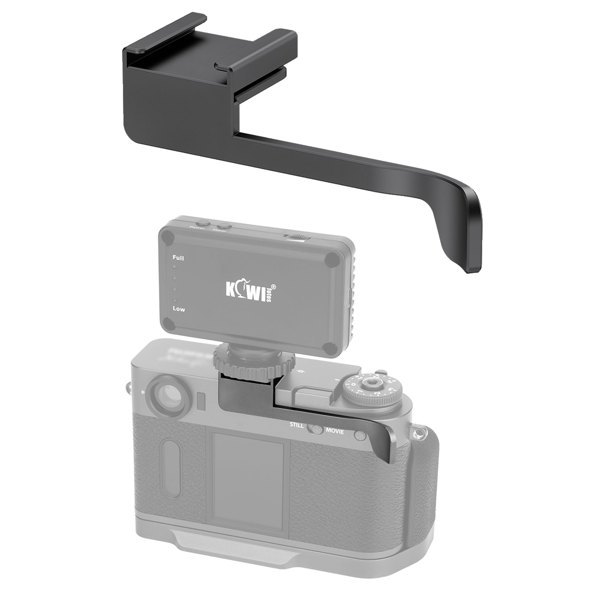 JJC Metal Thumb Grip Shoe Adapter for Fuji X Half Xhalf Camera, Dark Gray