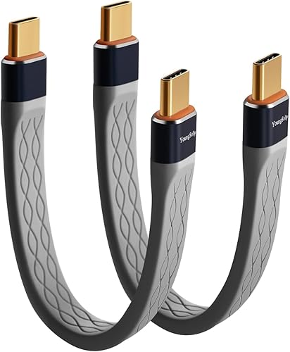 Paquete de 2 adaptadores USB C Flex macho a macho de 0.4 pies, compatible con Thunderbolt 43, USB43, soporta carga rápida de 240 W, pantalla 8K,