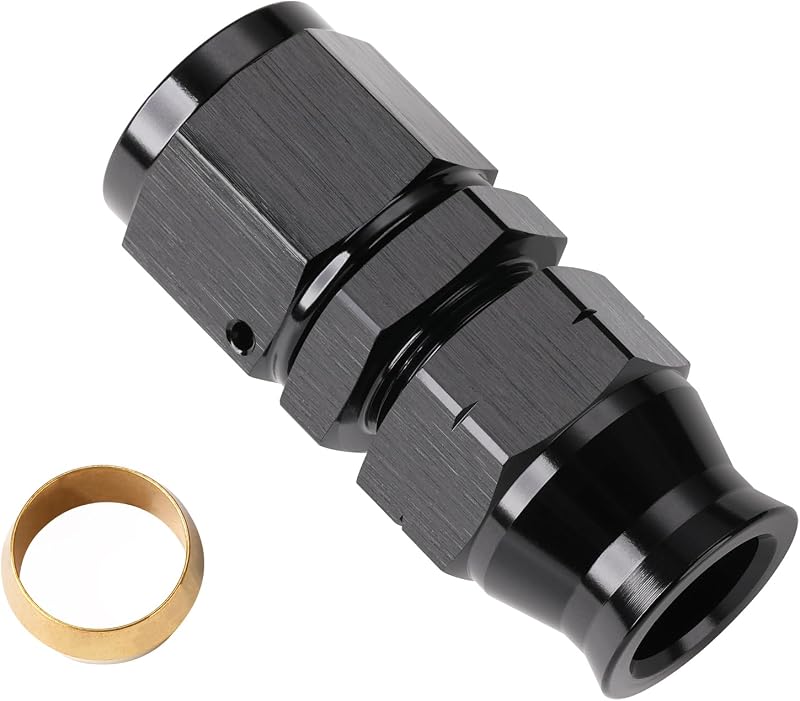 Adaptador de conexão 8AN fêmea para tubo rígido 3/8" em alumínio preto Podavelle – 1 unidade