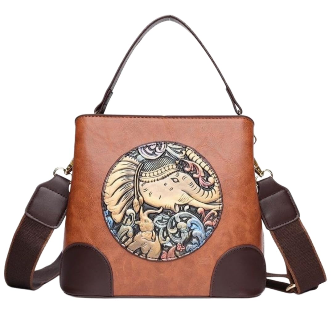 mairo lifestyle PU Leather Handbag Retro Embossing Mandala Designer Purse Organizer Handmade Italian Purse for Women-picture-27