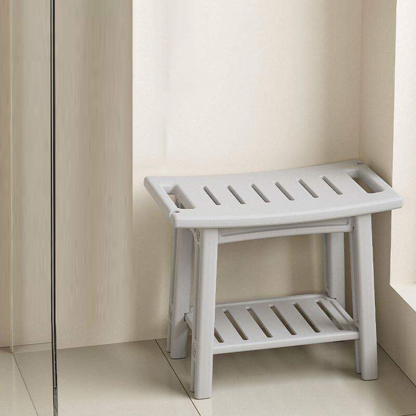 Asiento ergonómico para bañera con almacenamiento de dos niveles, silla de ducha ampliada internamente, estructura en forma de H con alta capacidad de carga (color 2, versión 1)