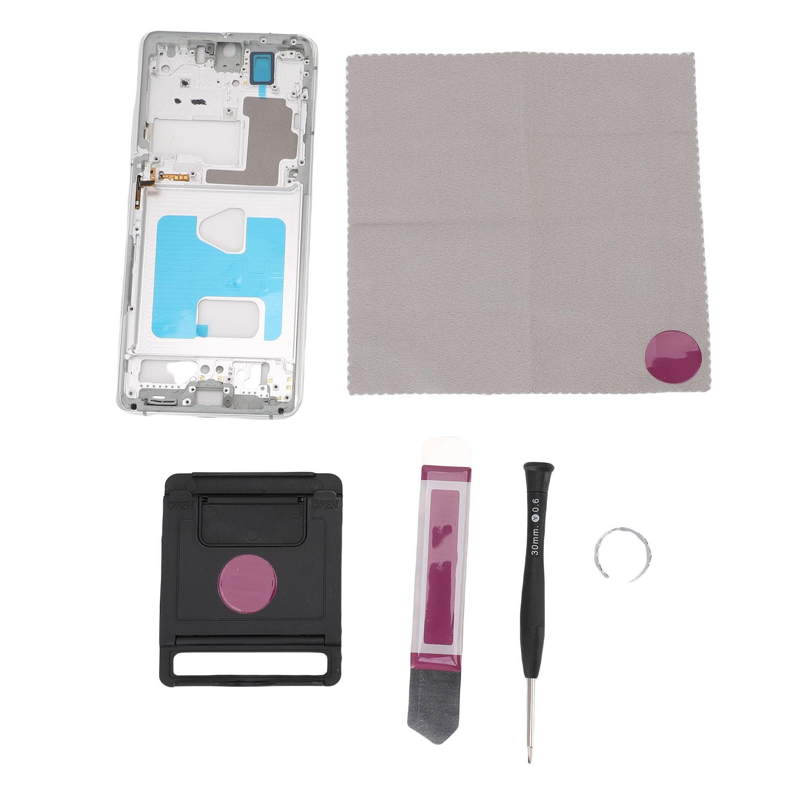 Jectse Piatta di Cornice del Telaio Centrale del Telefono, Fit Precise Telefono Accessorio Centro Centrale Anello LCD con Toolkit per Ultra 5G (Silver)