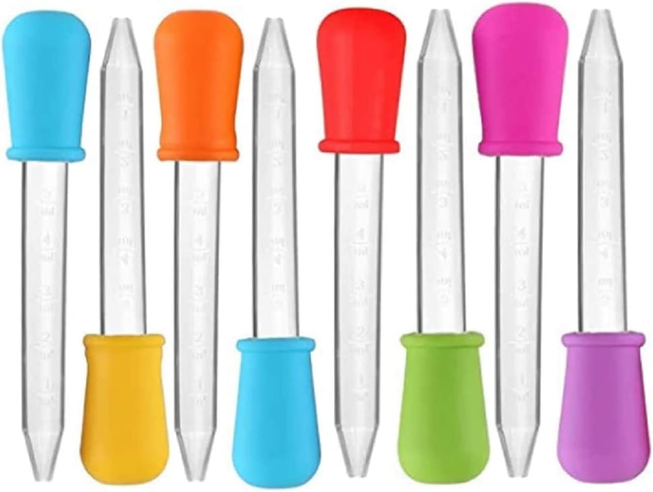 5ml Liquid Droppers Clear Medicine Silicone and Plastic Pipettes Eye Dropper with Bulb Tip for Kids Candy Molds Gummy Bear, Gelatin Maker, Oil Science, Crafts Projects Pack of (5)