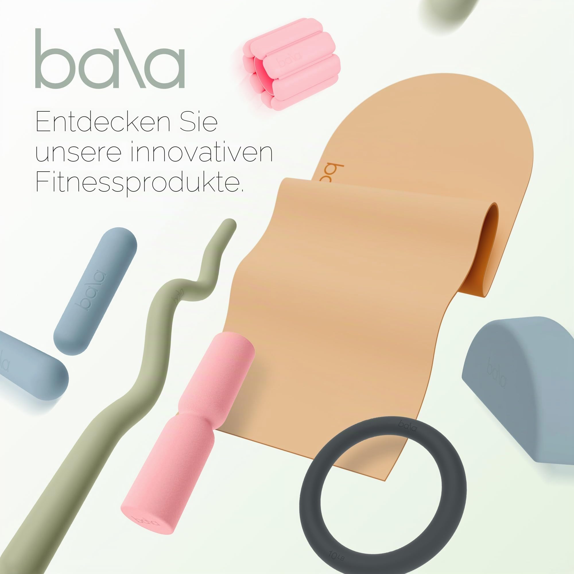 Bala EZ Curl Bar for Working Out, Beam - Ergonomic Weight Bar for Press, Curl, Row, Squat, Lunge & Full Body Exercise - Curling Bar Strength Training Home Gym Accessory