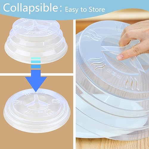 Miniatura 5 de Cubierta de silicona para salpicaduras de microondas de 11.8 pulgadas, altamente transparente, sin BPA, plegable, no tóxica, para placa de